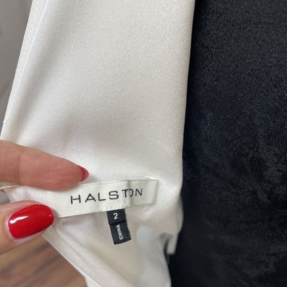 Halston Mock-Neck Mini Dress in Chalk Sz 2 - Picture 12 of 14